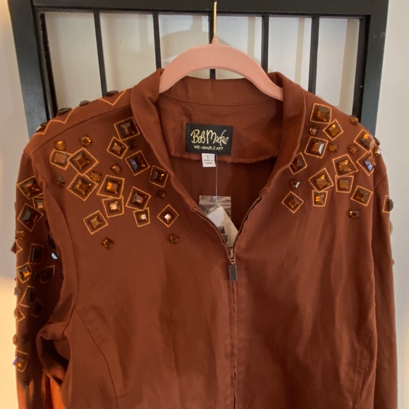 Bob Mackie Canvas and Gemstone Jacket Size L NWT - Picture 9 of 16